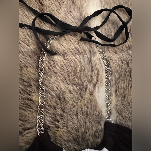 BEBE chain halter top shirt black white Small - Picture 4 of 5